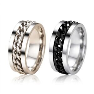 Anillo con cadena giratoria de acero quirúrgico