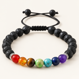 Pulsera ajustable de 7 chakras con piedra de lava