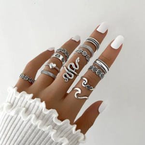 Conjunto de anillos ola - serpiente