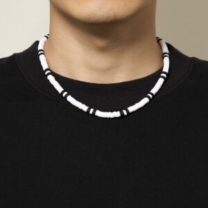 Collar de cuentas blanco - negro