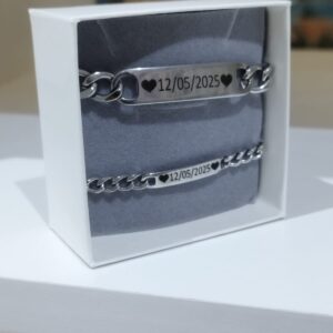 Pulseras para compartir con grabado laser precio por dos