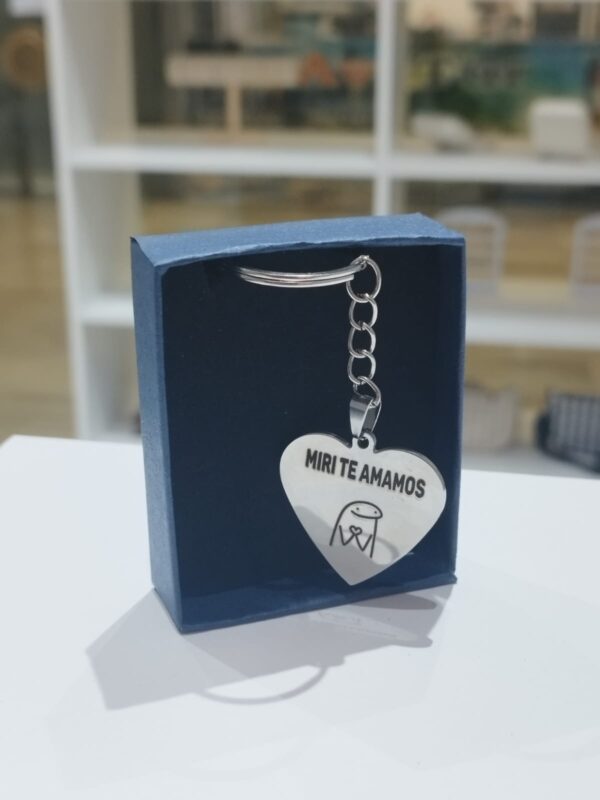 Llavero Forma De Corazón Personalizado Acero Quirúrgico - Imagen 2