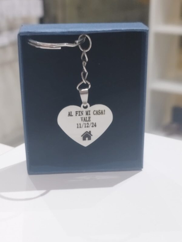 Llavero Forma De Corazón Personalizado Acero Quirúrgico - Imagen 3