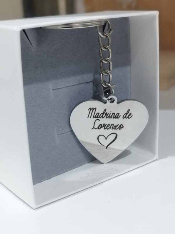 Llavero Forma De Corazón Personalizado Acero Quirúrgico