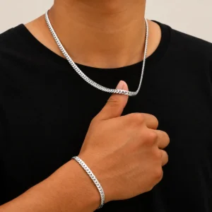 Conjunto de collar y pulsera para hombre de acero quirúrgico