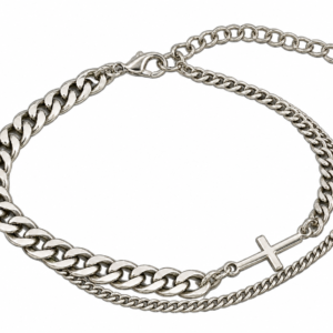 Pulsera doble con cruz de acero quirúrgico