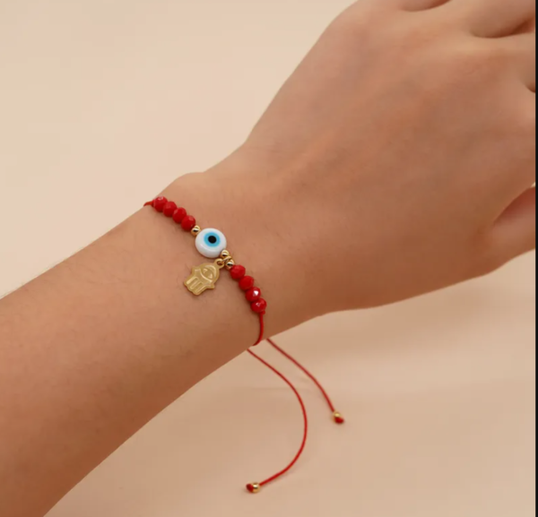 Pulsera roja ojo turco, mano de Fátima