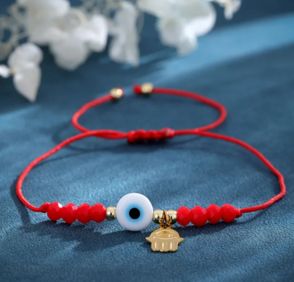Pulsera roja ojo turco, mano de Fátima - Imagen 2
