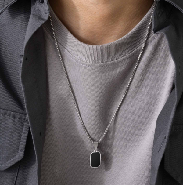 Collar Cadena Mas Dije Negro - Imagen 2