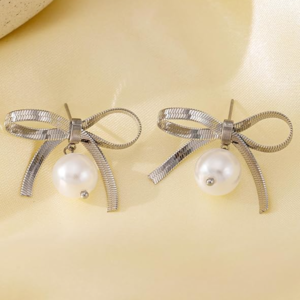 Caravanas moños con perlas