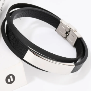 Pulsera negra con plateada