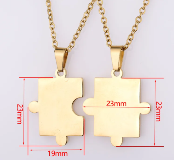 Collares Dos Unidades Puzle Personalizado Grabado Laser - Imagen 3