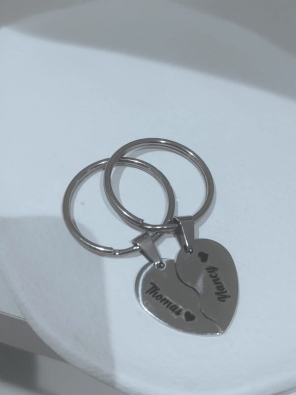 Llavero X2 Forman Corazón Personalizado Grabado Laser