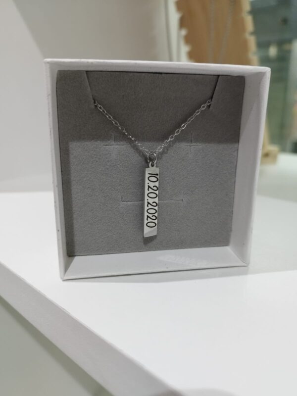 Collar Con Dije Rectangular Personalizada Grabado Laser