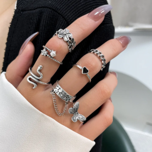 Set de anillos varios plateados