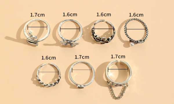 Set de anillos varios plateados - Imagen 3