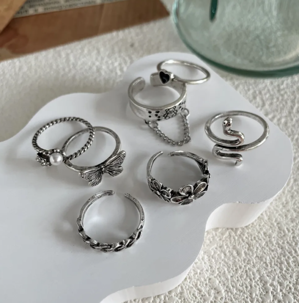Set de anillos varios plateados - Imagen 2