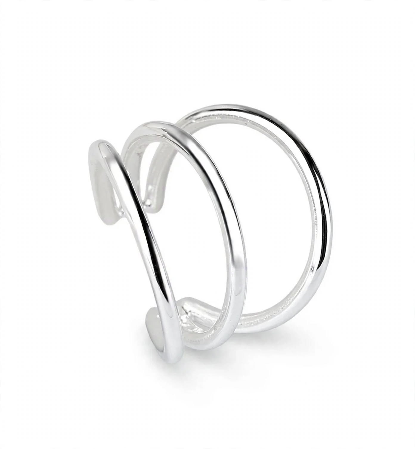 Ear cuff plateado de diseño doble - Imagen 3