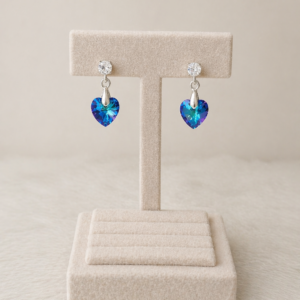 Caravanas corazón azul tornasolada
