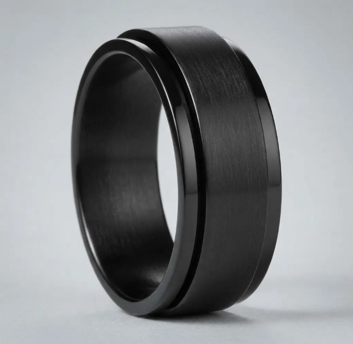 Anillo simple negro unisex