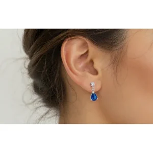 Aros colgantes de plata 925 con piedra azul