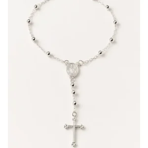 Pulsera denario de plata 925 con cruz y medalla