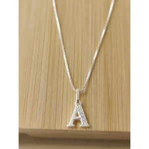 Collar de Plata 925 con Dije Inicial y Piedras de 40 cm