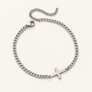 Pulsera de cadena con cruz de acero quirúrgico