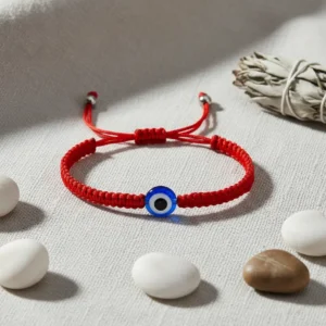 Pulsera roja con ojo turco y mano de Fátima