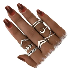 Set de anillos plateados para mujer