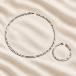 Conjunto de collar y pulsera para hombre de acero quirúrgico