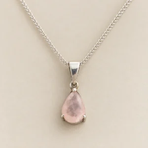 Cadena de plata 925 con dije de cuarzo rosa
