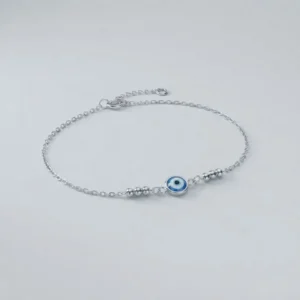 Pulsera de plata 925 con ojo turco azul y bolitas