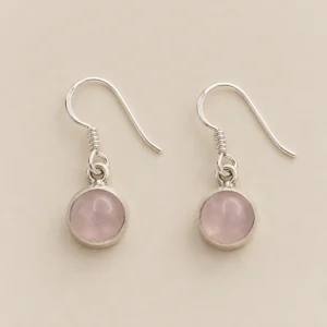 Aros de plata 925 con cuarzo rosa redondo