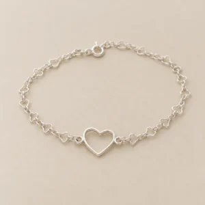 Pulsera de plata 925 con cadena de corazones