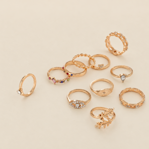Set de anillos dorados para mujer
