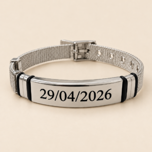 Pulsera personalizada de acero quirúrgico con cierre tipo reloj