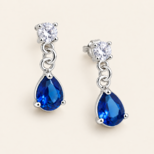Caravanas con piedra azul en plata 925