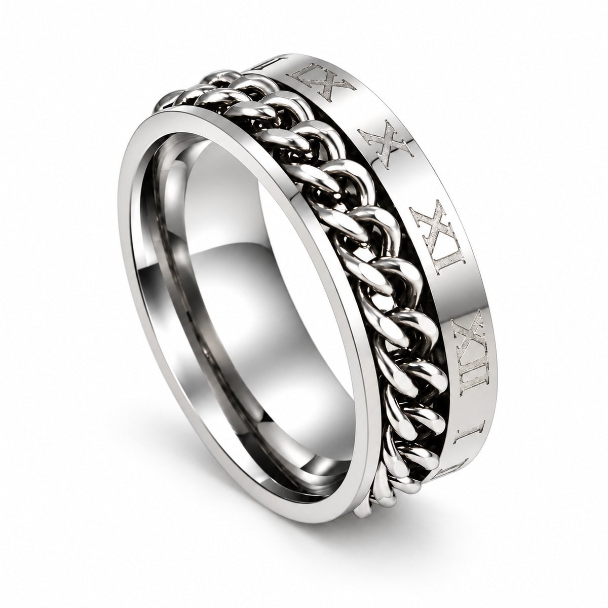 Anillo con cadena y números romanos - Imagen 2