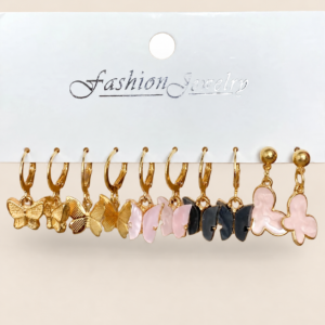 Set de 5 pares de aros con mariposas