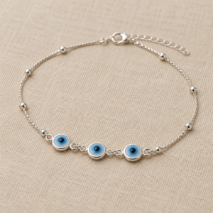 Pulsera con 3 ojos turcos de plata 925