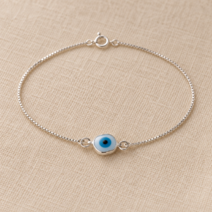 Pulsera fina con ojo turco de plata 925