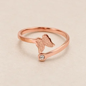 Anillo doble mariposa ajustable rose gold