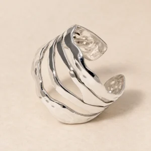 Anillo plateado ajustable de acero quirúrgico