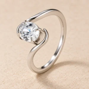 Anillo curvo con piedra de acero quirúrgico