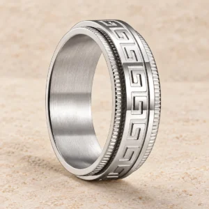 Anillo de greca para hombre de acero quirúrgico