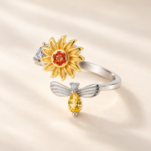 Anillo girasol giratorio de acero quirúrgico