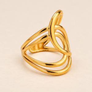 Anillo dorado triple lazo de acero quirúrgico
