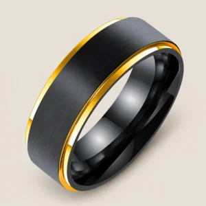 Anillo combinado negro y dorado unisex