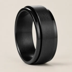 Anillo simple negro unisex de acero quirúrgico